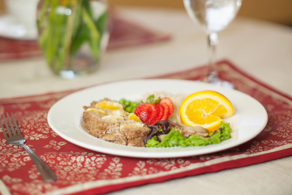 A meal at the restaurant at Lincoln Meadows