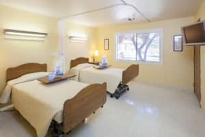 A patient's shared room at Lincoln Meadows